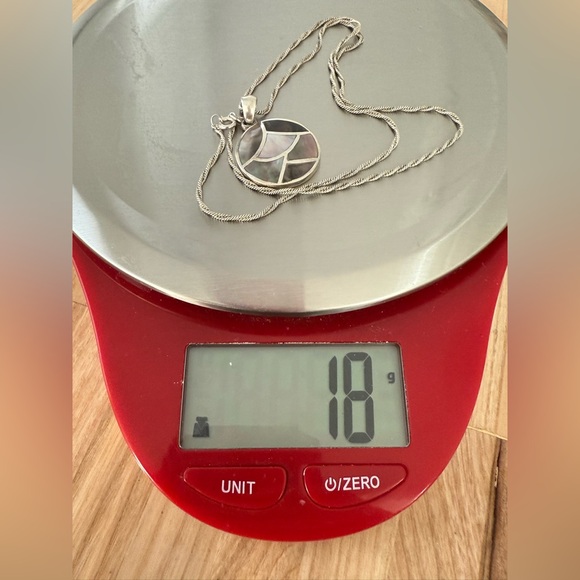 Vintage 925 Sterling silver shell abalone mosaic pendant necklace - Picture 10 of 10